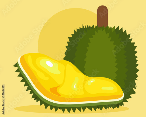 King of fruit concept: Sweet Durian in cartoon vector style for your design. 