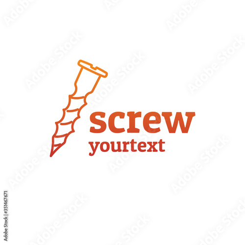 screw hand drawn logo design. gradient color