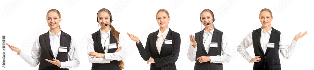 Portrait of female receptionist on white background Portrait of female receptionist on white background