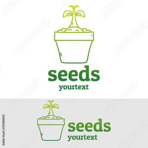 seeds hand drawn logo design. gradient color