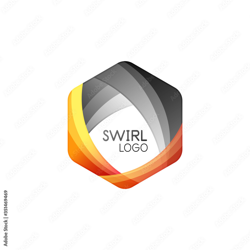 Business hexagon vector logo icon template made of swirl lines and waves Business hexagon vector logo icon template made of swirl lines and waves