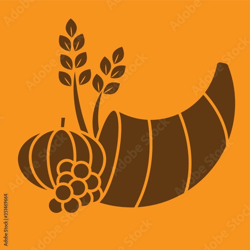 thanksgiving cornucopia with harvest fruits