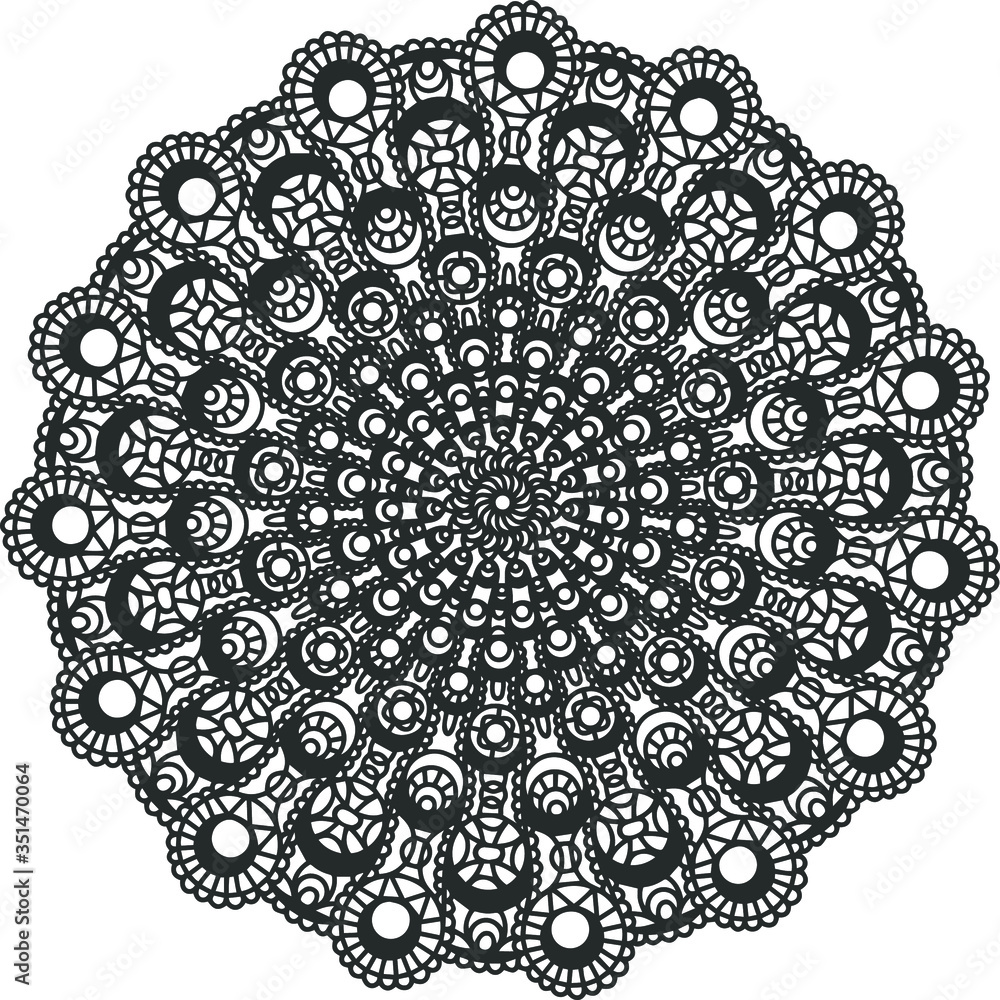 Round ornamental vector mandala. Extra detailed picture. Unusual design.