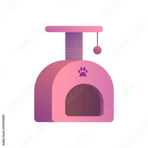 Cats claw point icon in cartoon style. Comfortable house for cat isolated on white background. Accessory for pet, store advertising of products for animals vector illustration. Cozy kitty home logo.