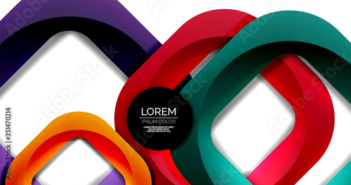 Square geometric vector abstract background, dynamic modern minimal template. Multicolored square shapes with round corners overlapping each other