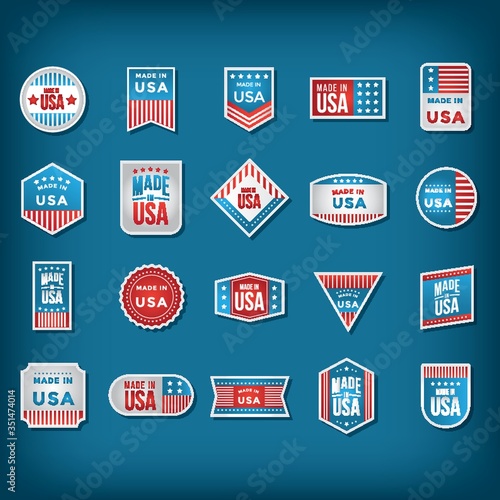 A made in USA labels collection illustration.