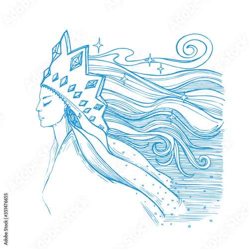 Vector image of a snow queen on a white background.