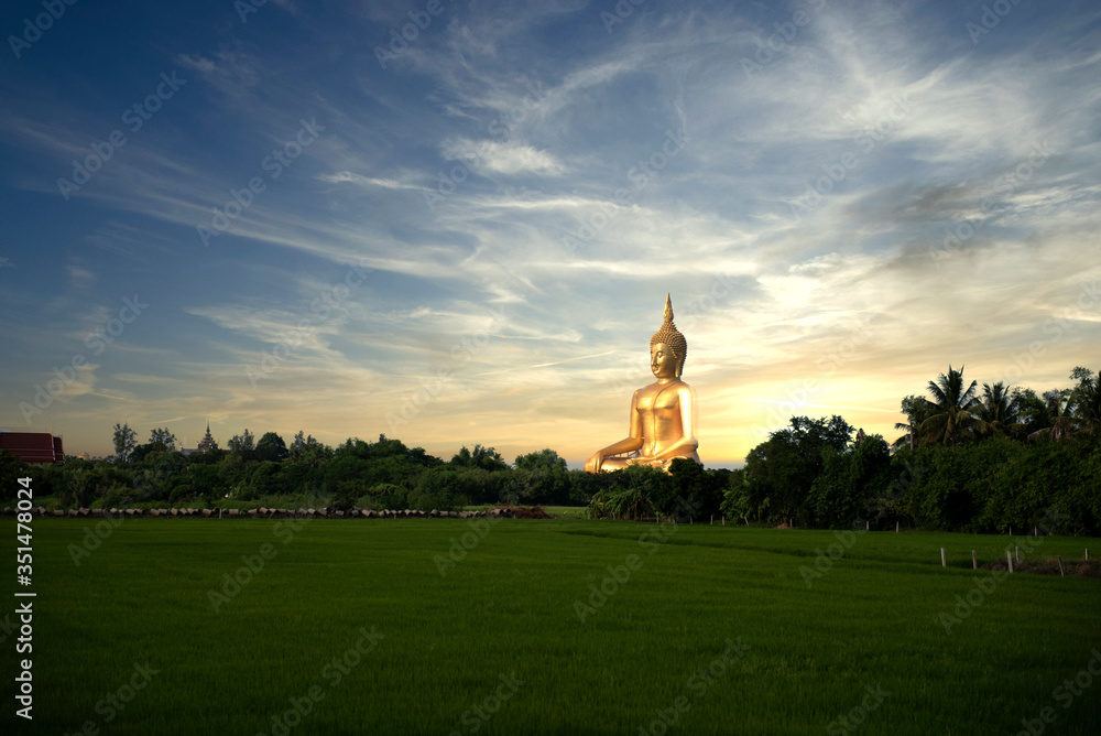 Statues of the Lord Buddha in the sky background, Giant Buddha statue ...