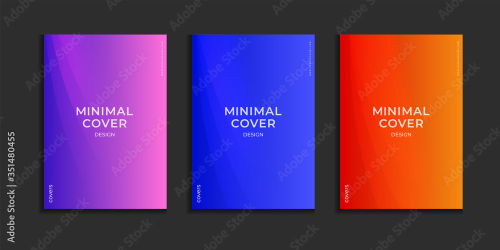 Set of gradient cover banner, abstract creative shape digital background, modern landing page concept vector.