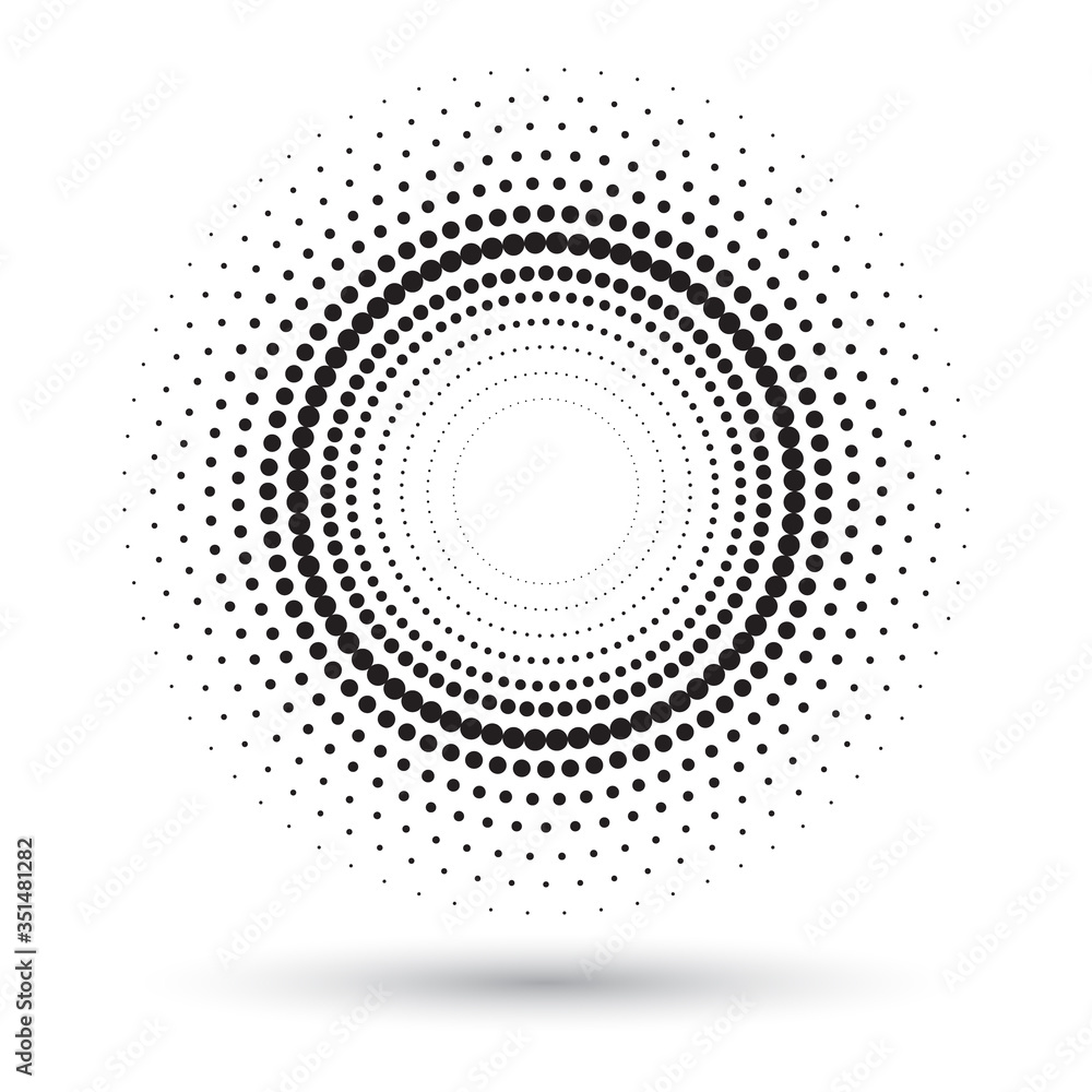 halftone dots circle as frame or background