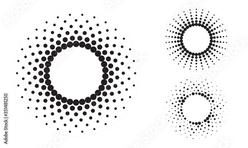 halftone dots circle as frame or background