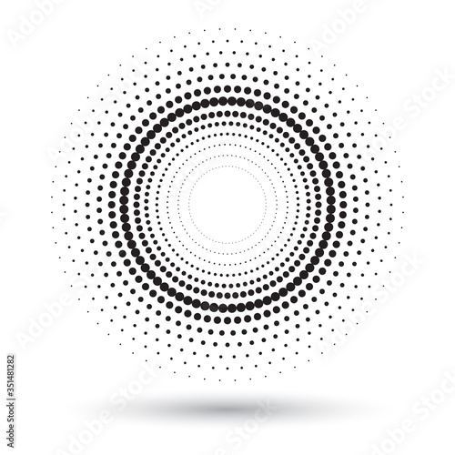 halftone dots circle as frame or background