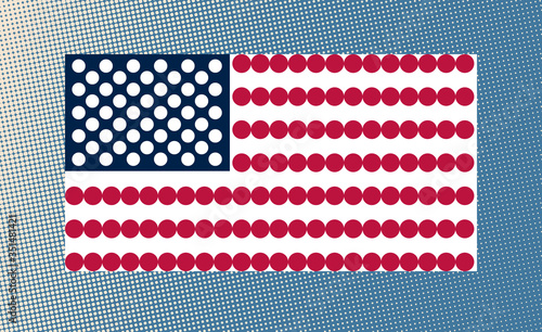imitation of USA flag with halftone dots over gradient background