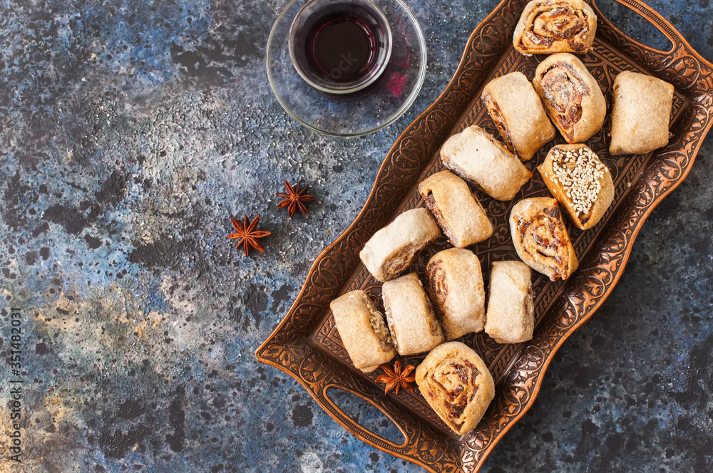 Makrouta middle eastern cookies with date filling. Makrouta middle eastern cookies with date filling.