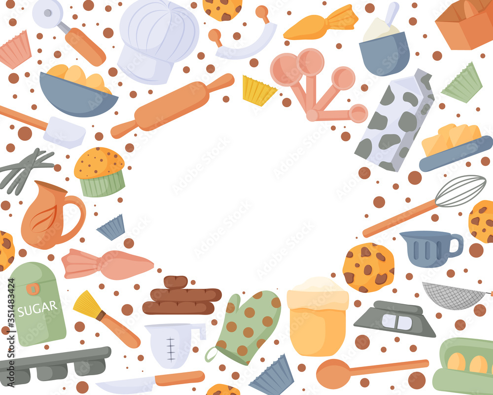 Bakery and pastry frame. Retro design template for menu, poster, banner