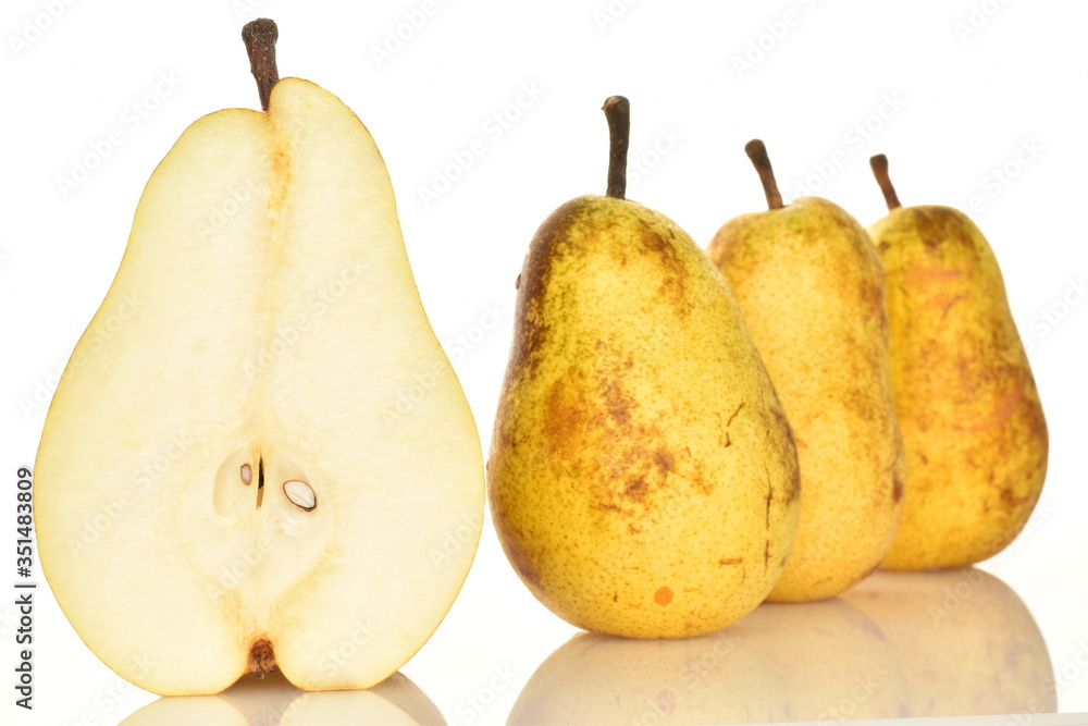 Juicy sweet, organic pears, close-up, on a white background. Juicy sweet, organic pears, close-up, on a white background.