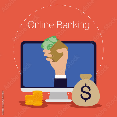 banking online technology with desktop
