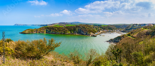 Landscape of Fishguard coastal town in Pembrokeshire, Wales, UK