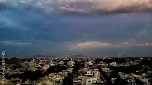 Indore city from the view of a drone at dawn in lockdown.