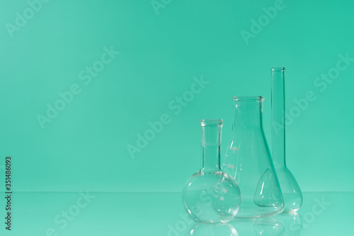 Chemical vessels. Glass flasks. Laboratory utensil.
