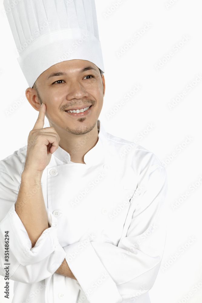 Asian chef thinking Asian chef thinking