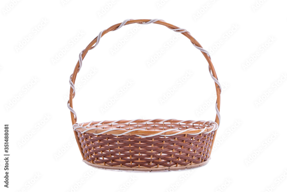 Empty wicker basket with clipping paths isolated on white background Empty wicker basket with clipping paths isolated on white background