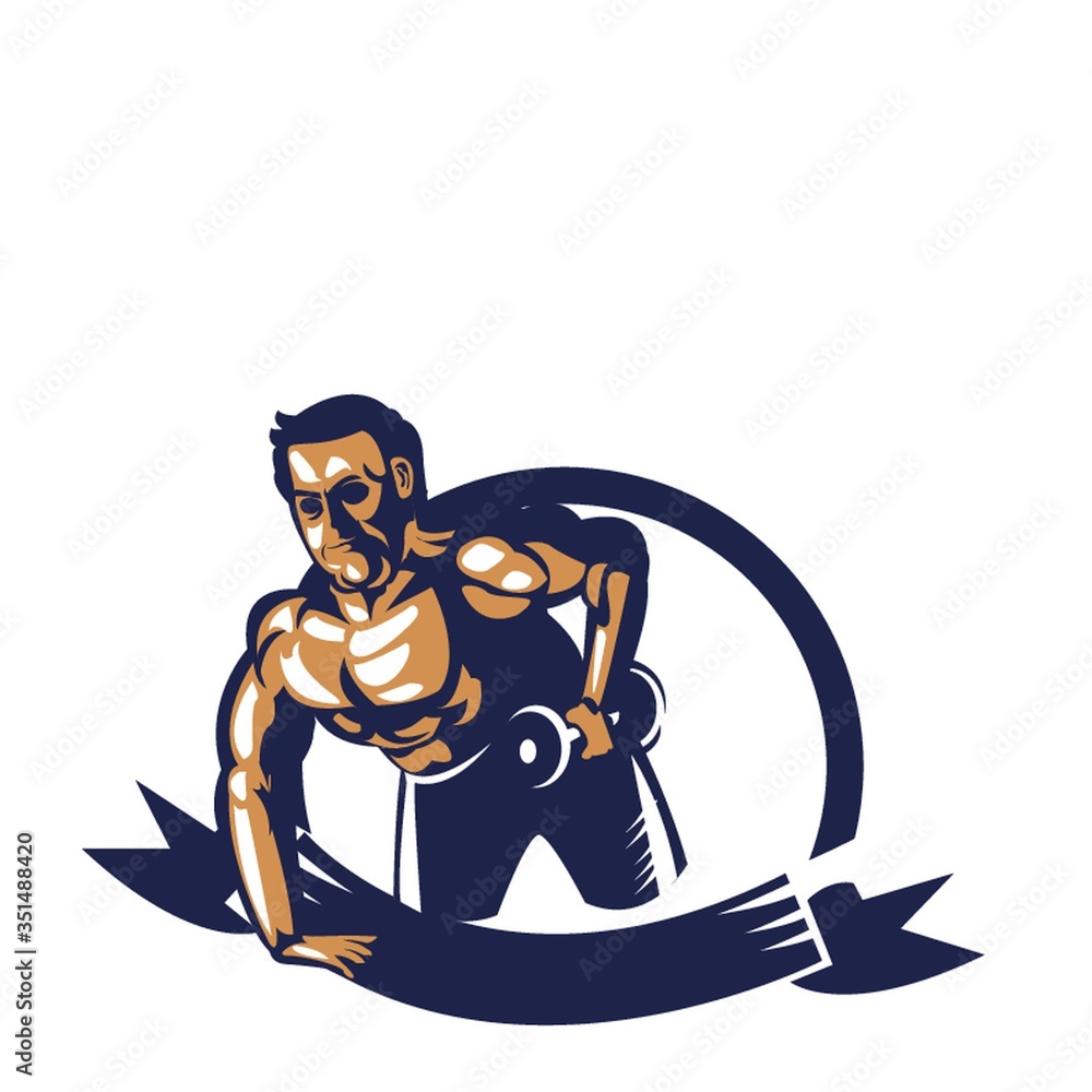 bodybuilder lifting dumbbell poster