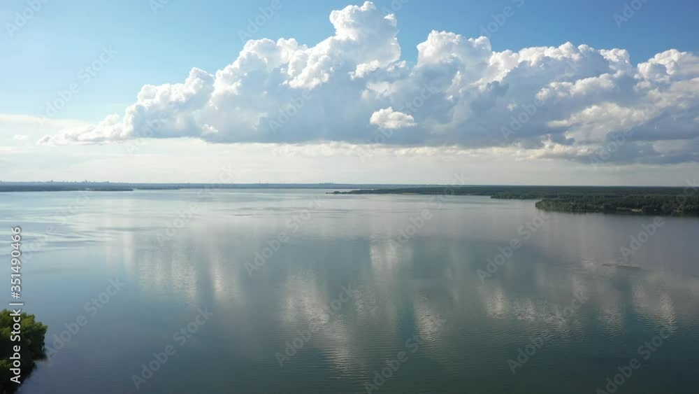 lake, flying over the water surface in the direction of clouds lake, flying over the water surface in the direction of clouds