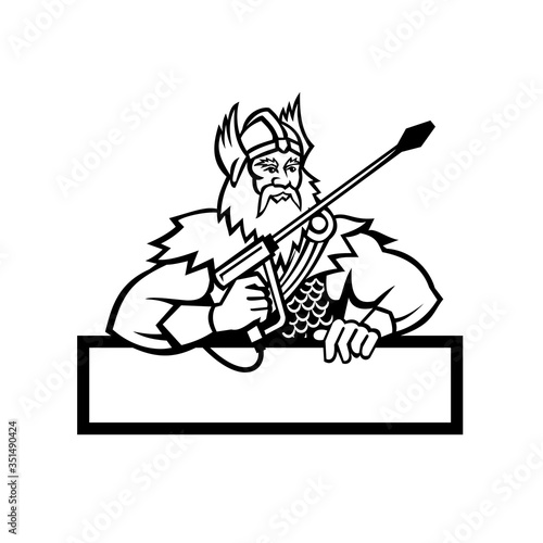 Thor Holding Pressure Washer Wand Mascot Black and White