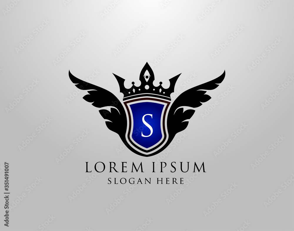 S Letter Logo. Classy Wings S Shield Design for Royalty, Restaurant, Automotive, Letter Stamp, Boutique, Hotel, Heraldic, Jewelry, Wedding. S Letter Logo. Classy Wings S Shield Design for Royalty, Restaurant, Automotive, Letter Stamp, Boutique, Hotel, Heraldic, Jewelry, Wedding.