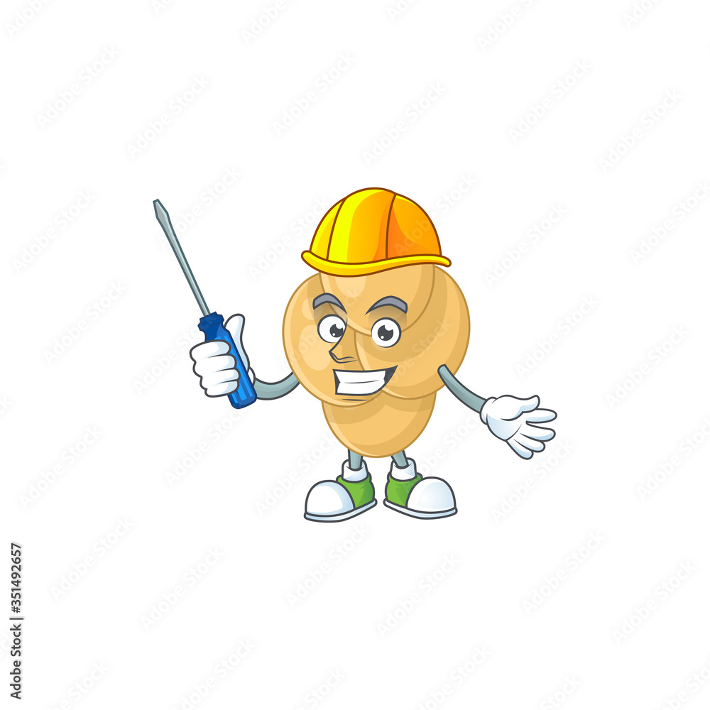 A cartoon image of bordetella pertussis in a automotive character A cartoon image of bordetella pertussis in a automotive character