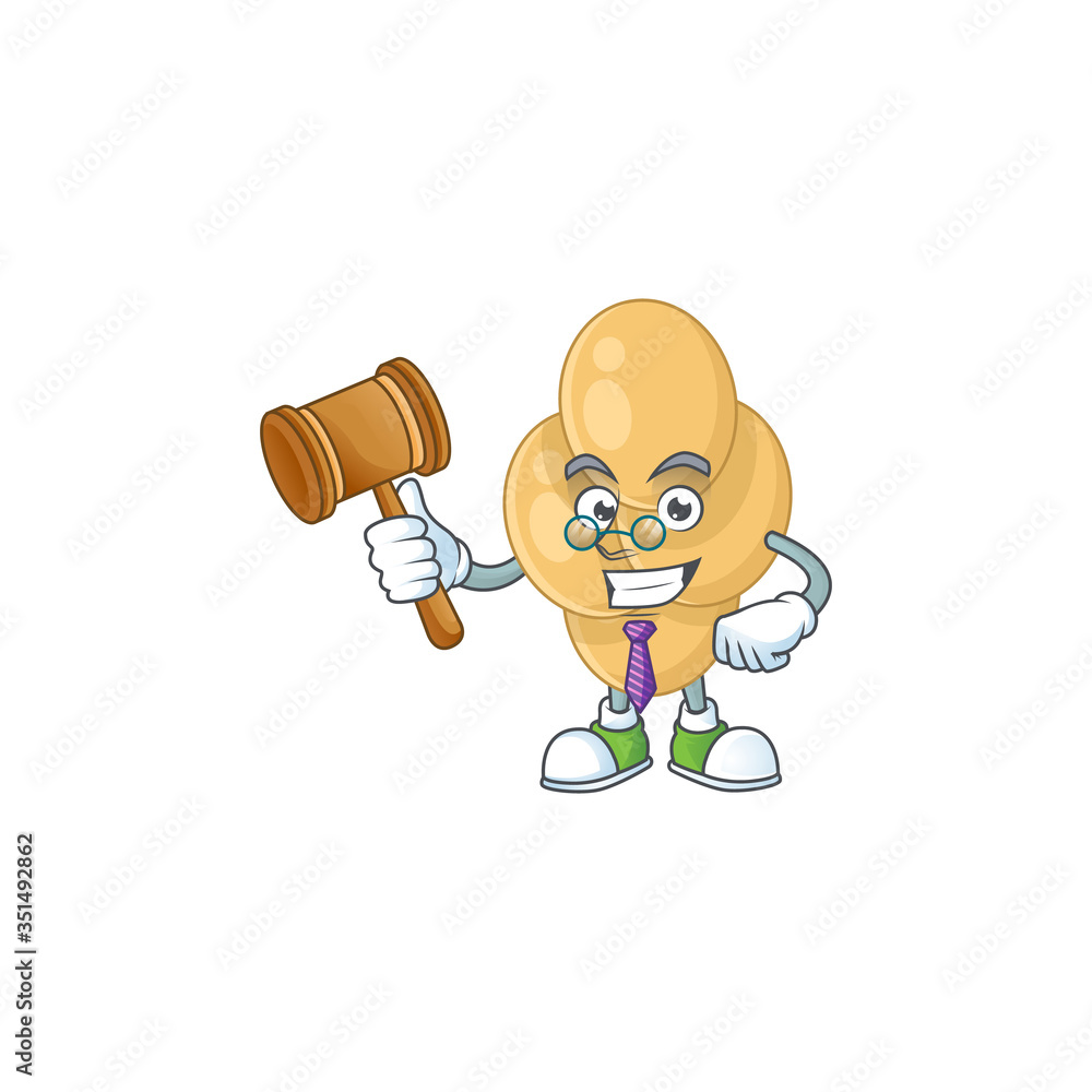 A wise Judge bordetella pertussis cartoon mascot design wearing glasses