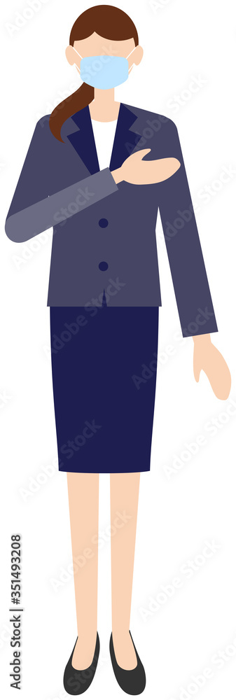 Vector image of business women in office uniform with mask Vector image of business women in office uniform with mask