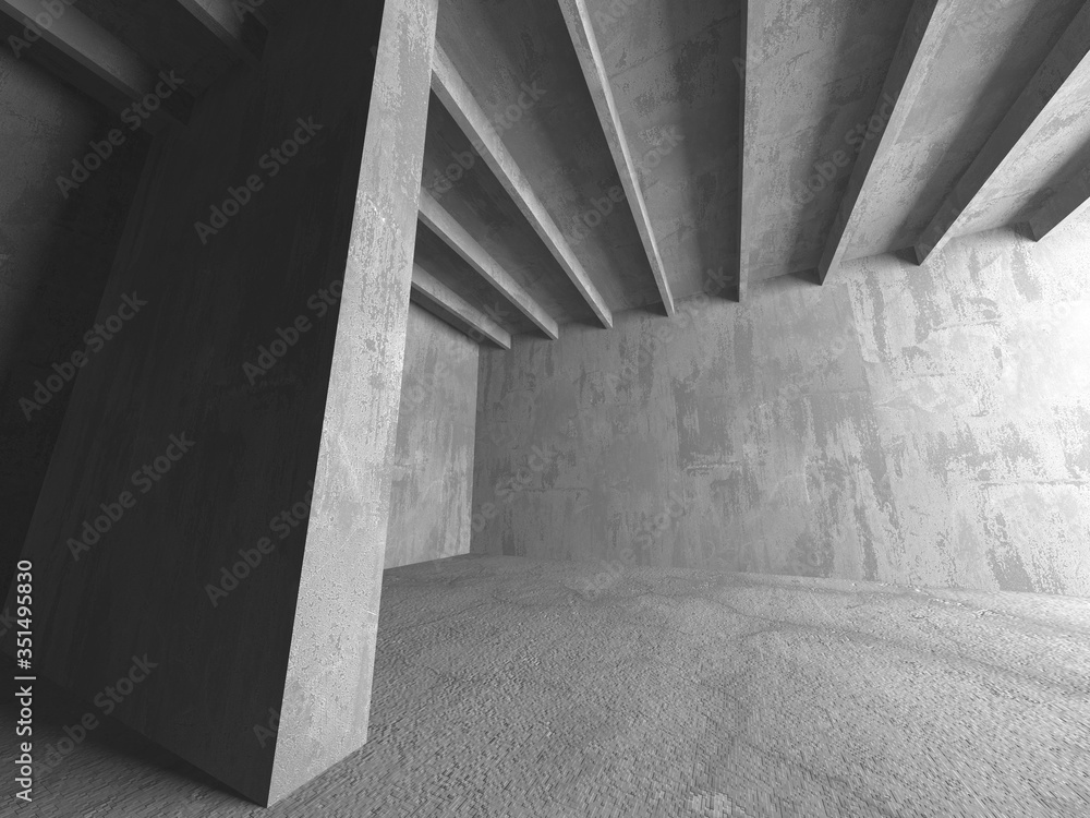 Dark Concrete Wall Architecture. Empty Room Dark Concrete Wall Architecture. Empty Room