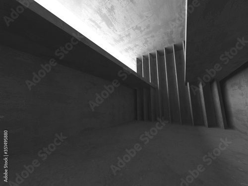 Dark Concrete Wall Architecture. Empty Room