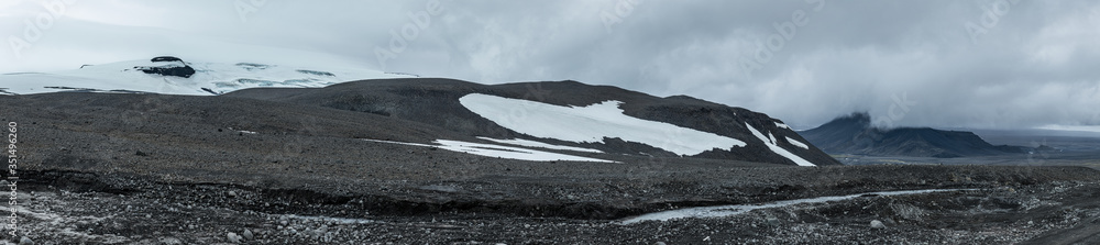 Langjokull Glacier in western Iceland during summertime