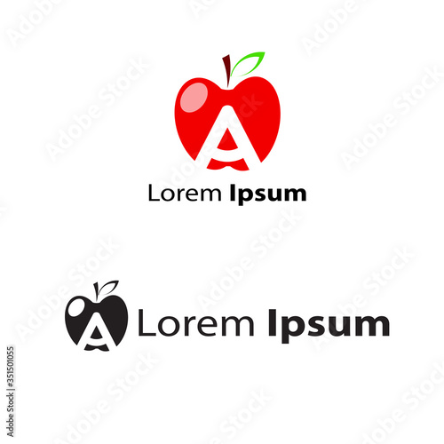 apple logo with the initials letter a. initials logo letter a