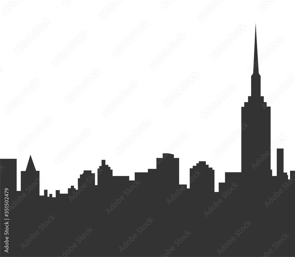 City Skyline Silhouette on white Background illustration