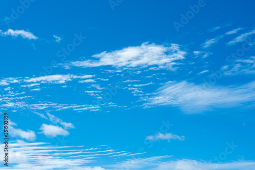 Blue sky and white clouds, clear sky and good weather in the morning, sky background, blue background