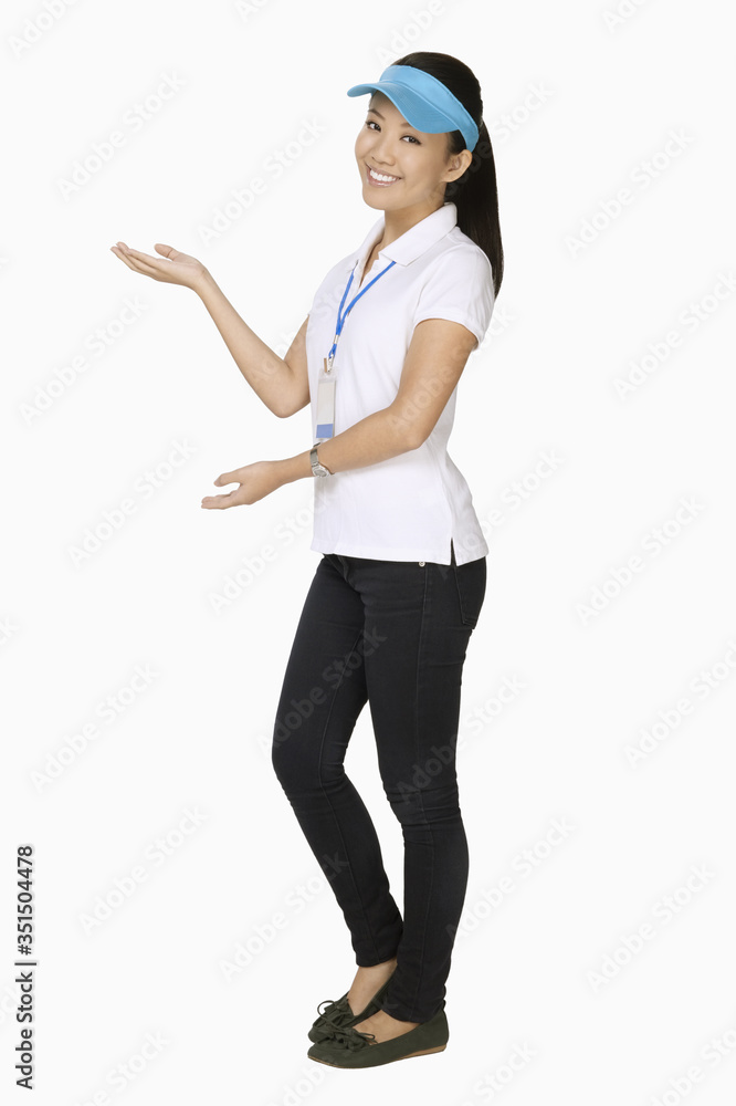 Woman posing with hand gestures Woman posing with hand gestures