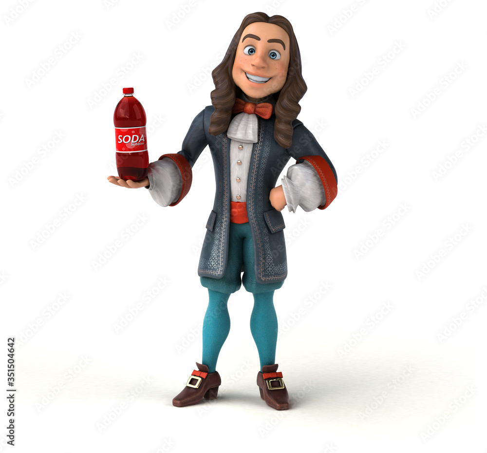 3D Illustration of a cartoon man in historical baroque costume 3D Illustration of a cartoon man in historical baroque costume