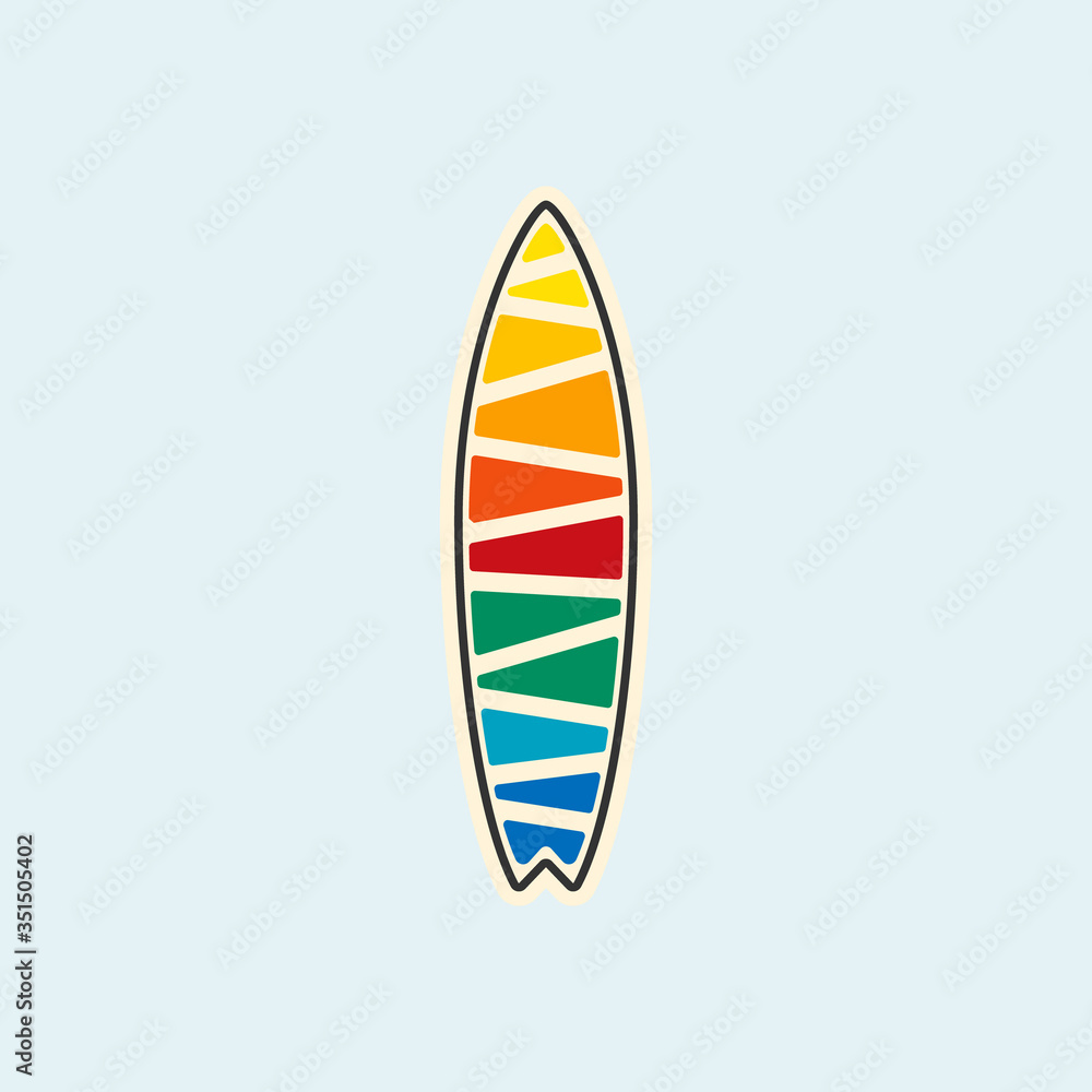 Surfing emblem template, surfboard silhouette with lettering Surfing emblem template, surfboard silhouette with lettering