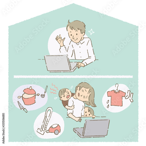 在宅勤務　共働き　負担の差