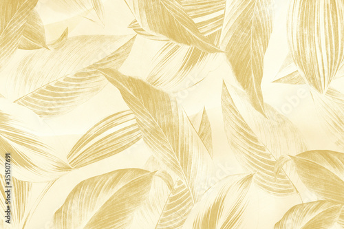 Gold leaves patterned background