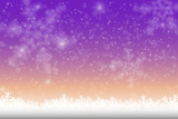Winter Snowfall and snowflakes violet and orange gradient background. Cold winter Christmas and New Year background. Vector illustration.