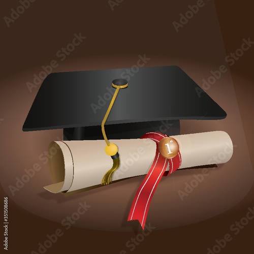 Graduation hat and certificate