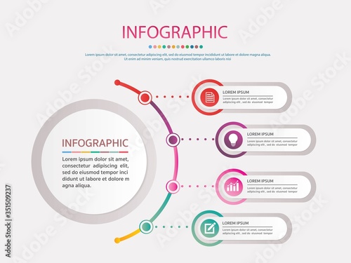 Timeline infographics design vector and marketing icons. Business concept with 4 options, steps or processes .