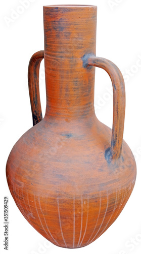 Ancient greek amphora on white background