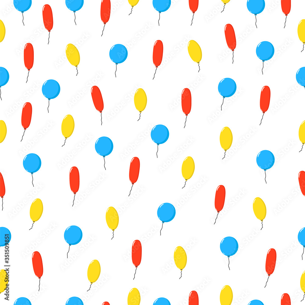 Colorful pattern with balloons. Flying blue , red and yellow balloons. Colorful pattern with balloons. Flying blue , red and yellow balloons.