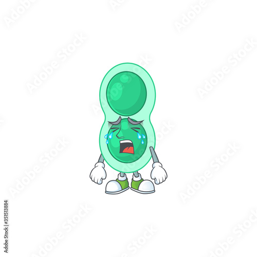 A crying green streptococcus pneumoniae cartoon character drawing concept